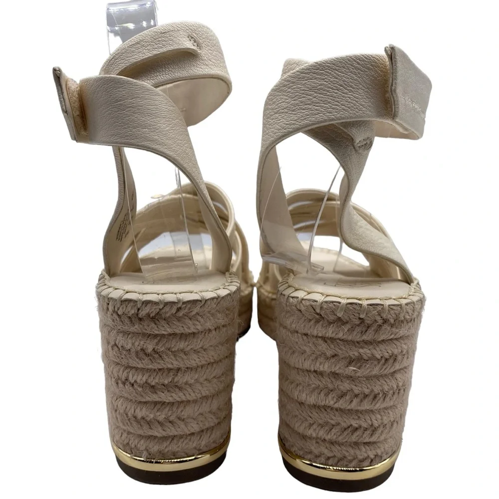 Franco Sarto Sandals Carmina Ivory White Leather Wedge Strappy Casual Size 9 - Picture 5 of 12